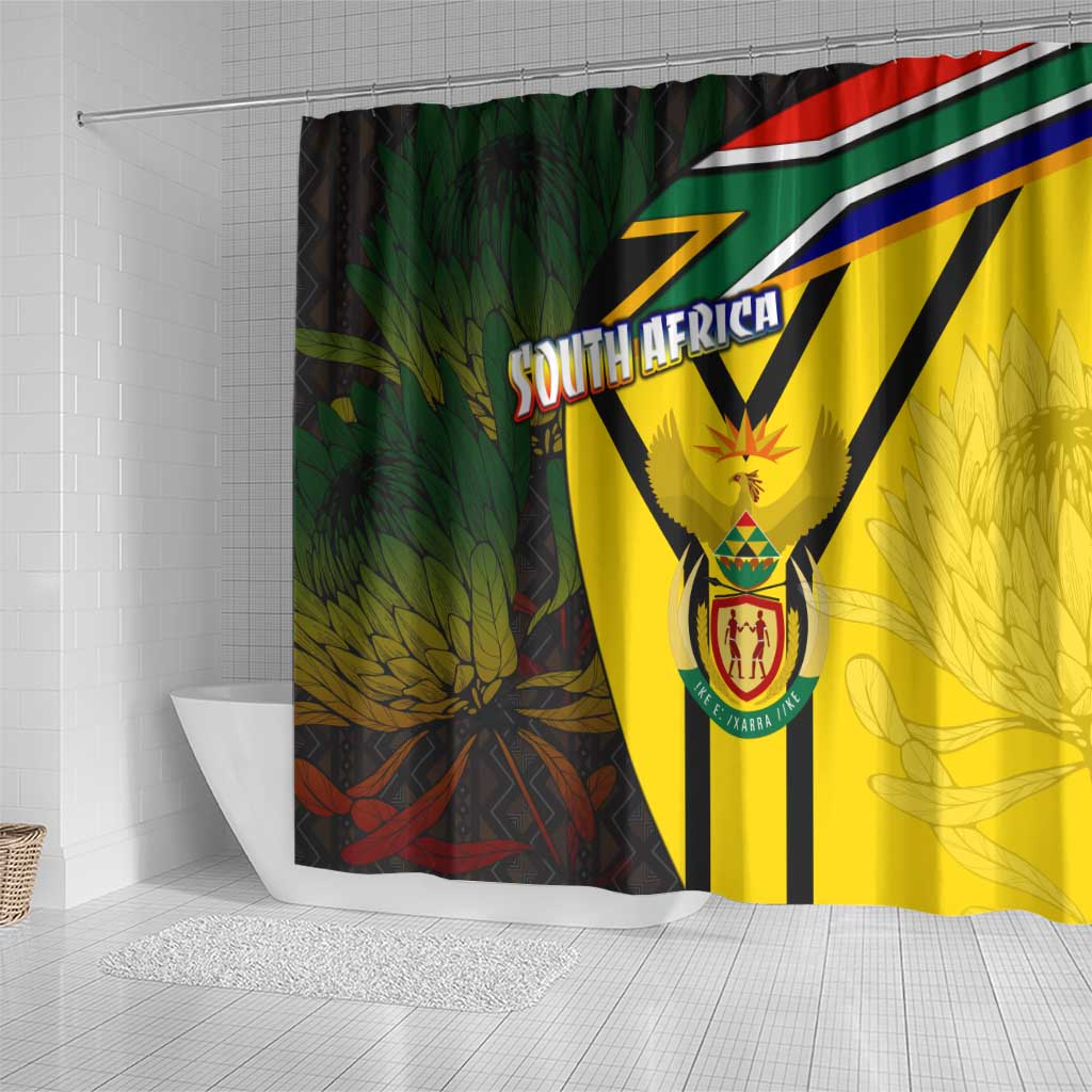 South Africa Coat Of Arms Shower Curtain Protea Unity Heritage