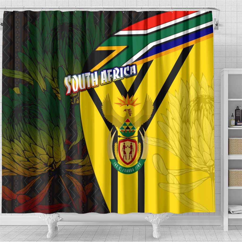 South Africa Coat Of Arms Shower Curtain Protea Unity Heritage