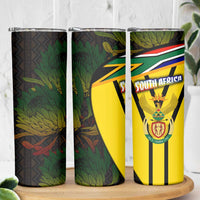 South Africa Coat Of Arms Skinny Tumbler Protea Unity Heritage