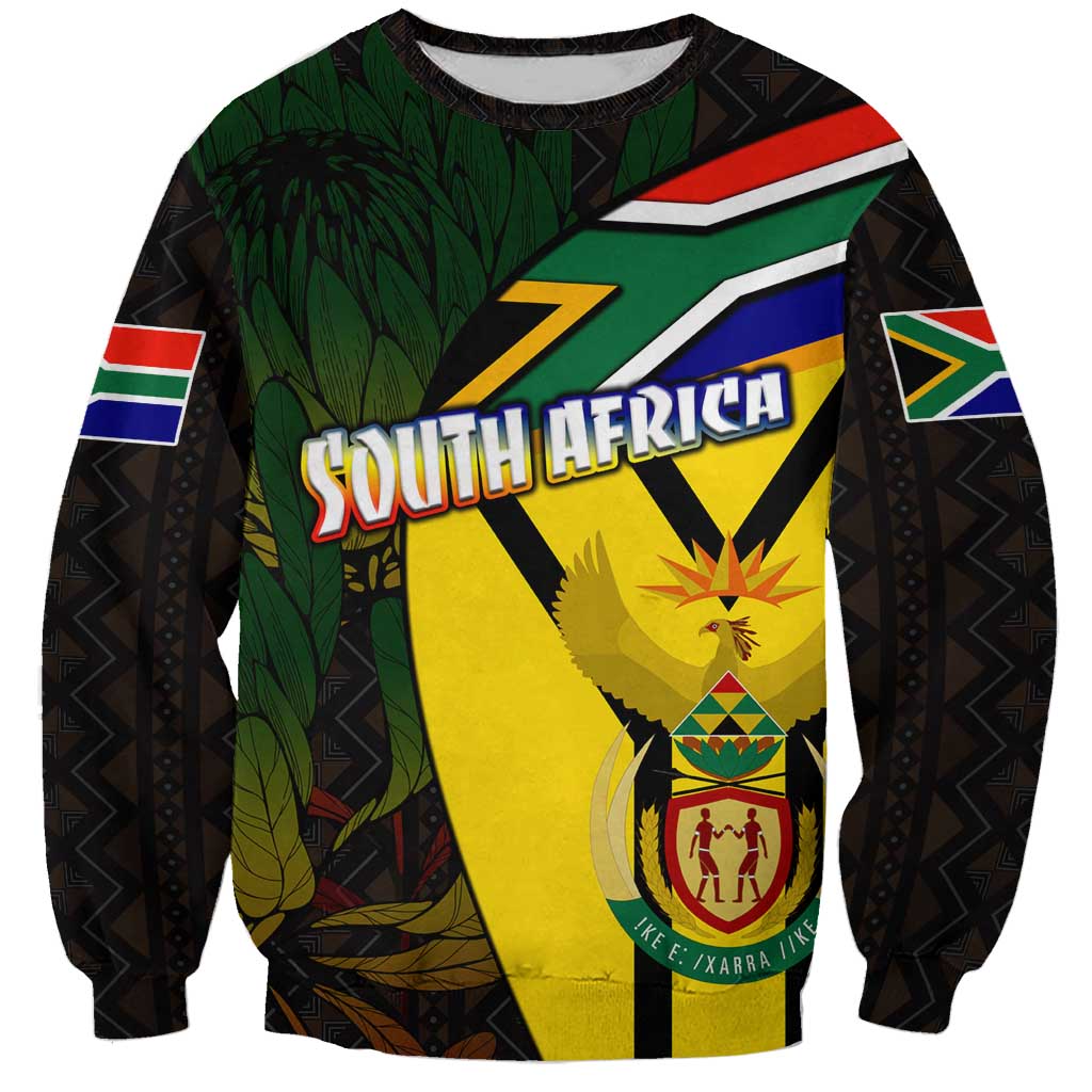 South Africa Coat Of Arms Sweatshirt Protea Unity Heritage