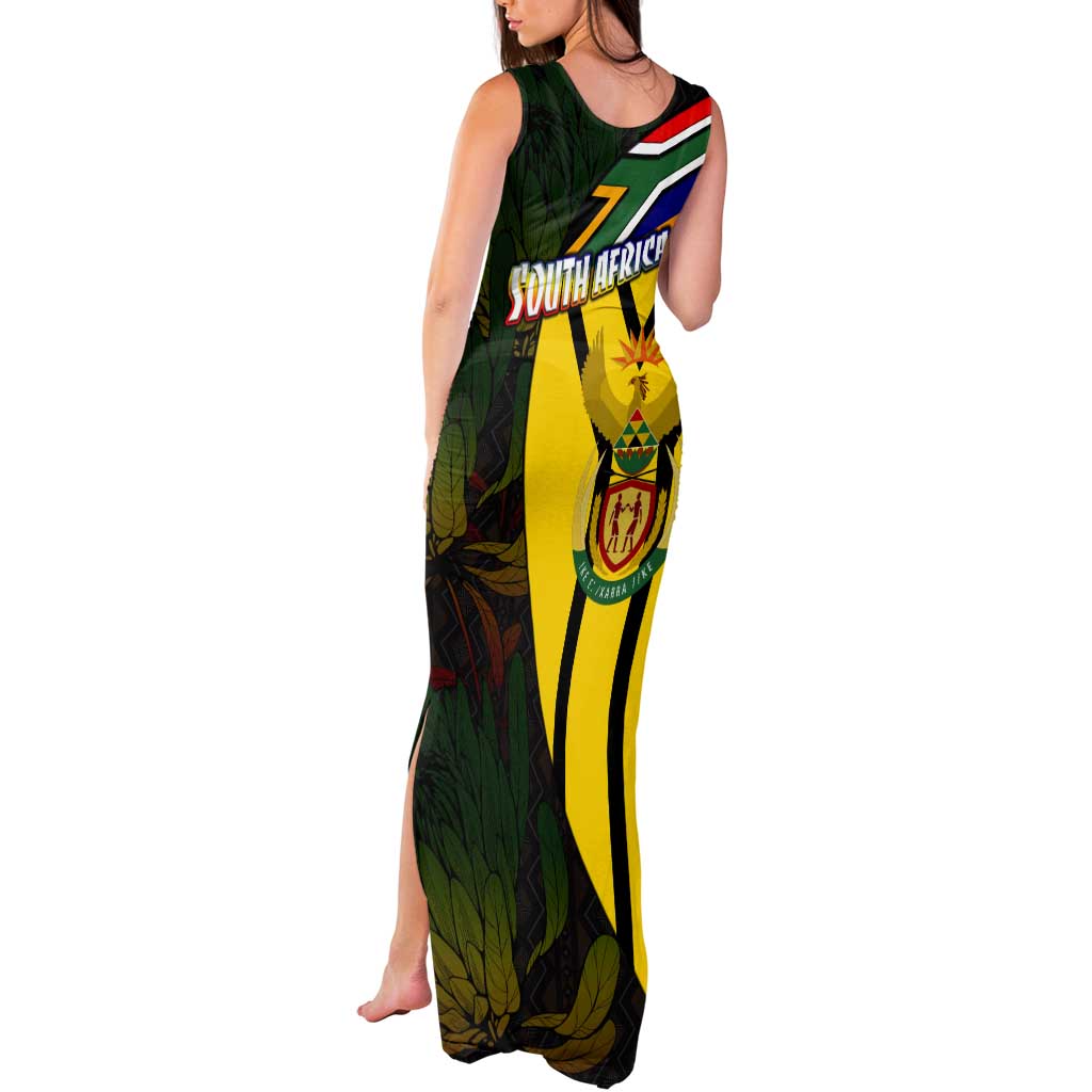 South Africa Coat Of Arms Tank Maxi Dress Protea Unity Heritage