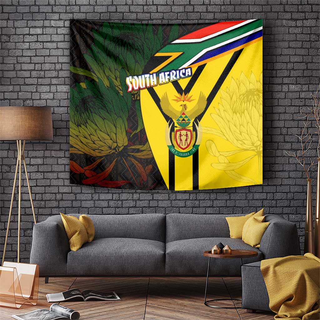 South Africa Coat Of Arms Tapestry Protea Unity Heritage