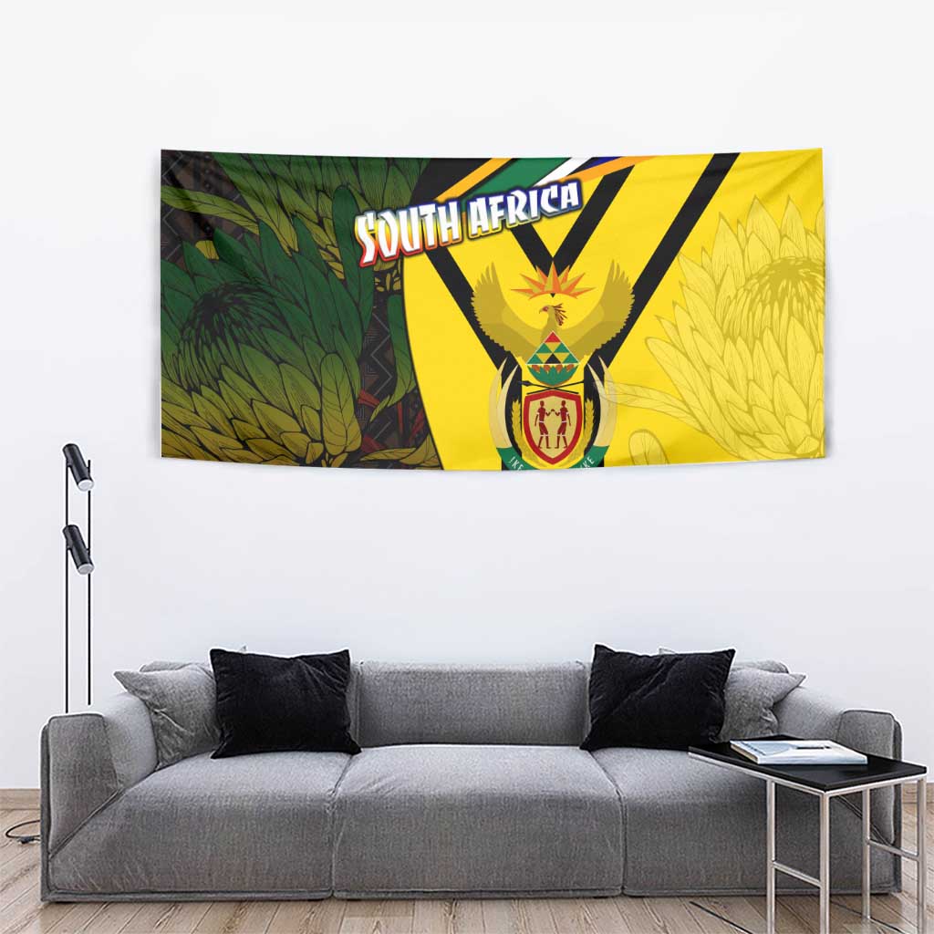 South Africa Coat Of Arms Tapestry Protea Unity Heritage