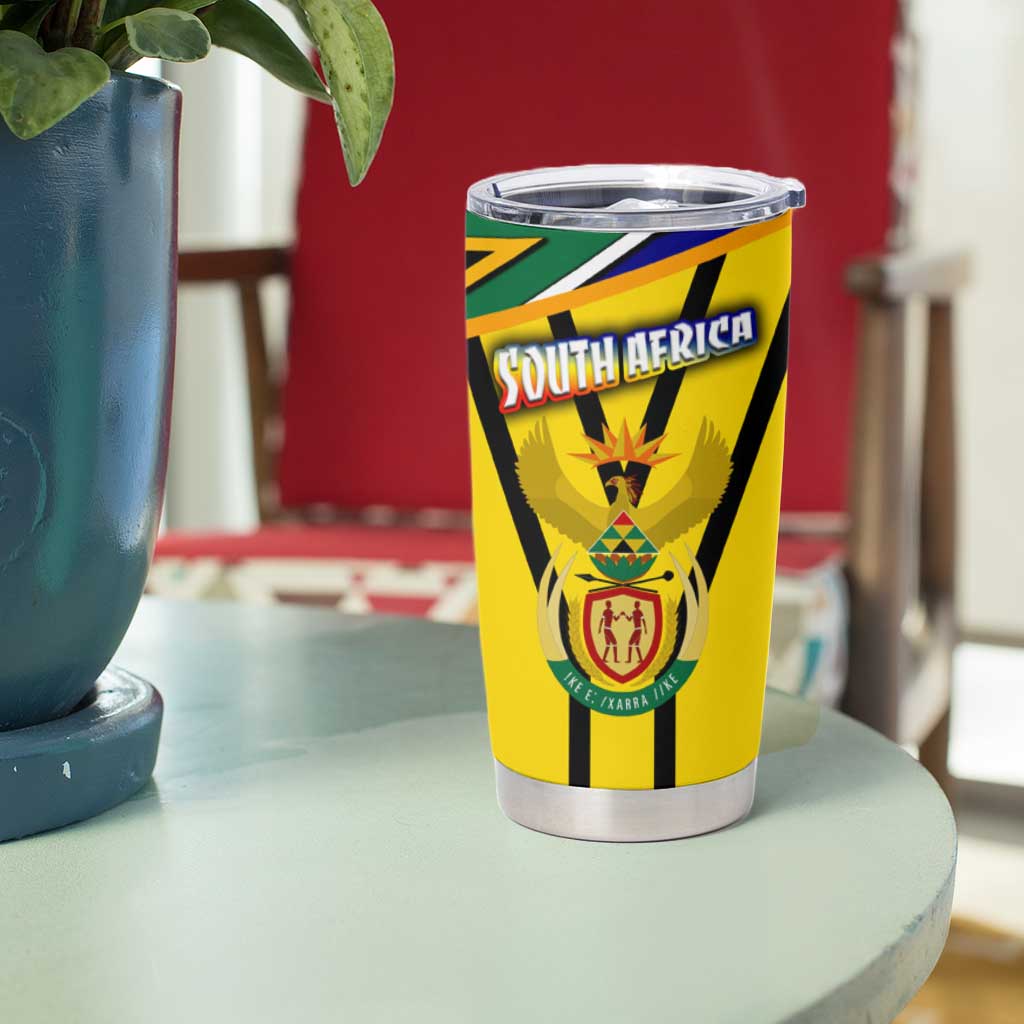 South Africa Coat Of Arms Tumbler Cup Protea Unity Heritage