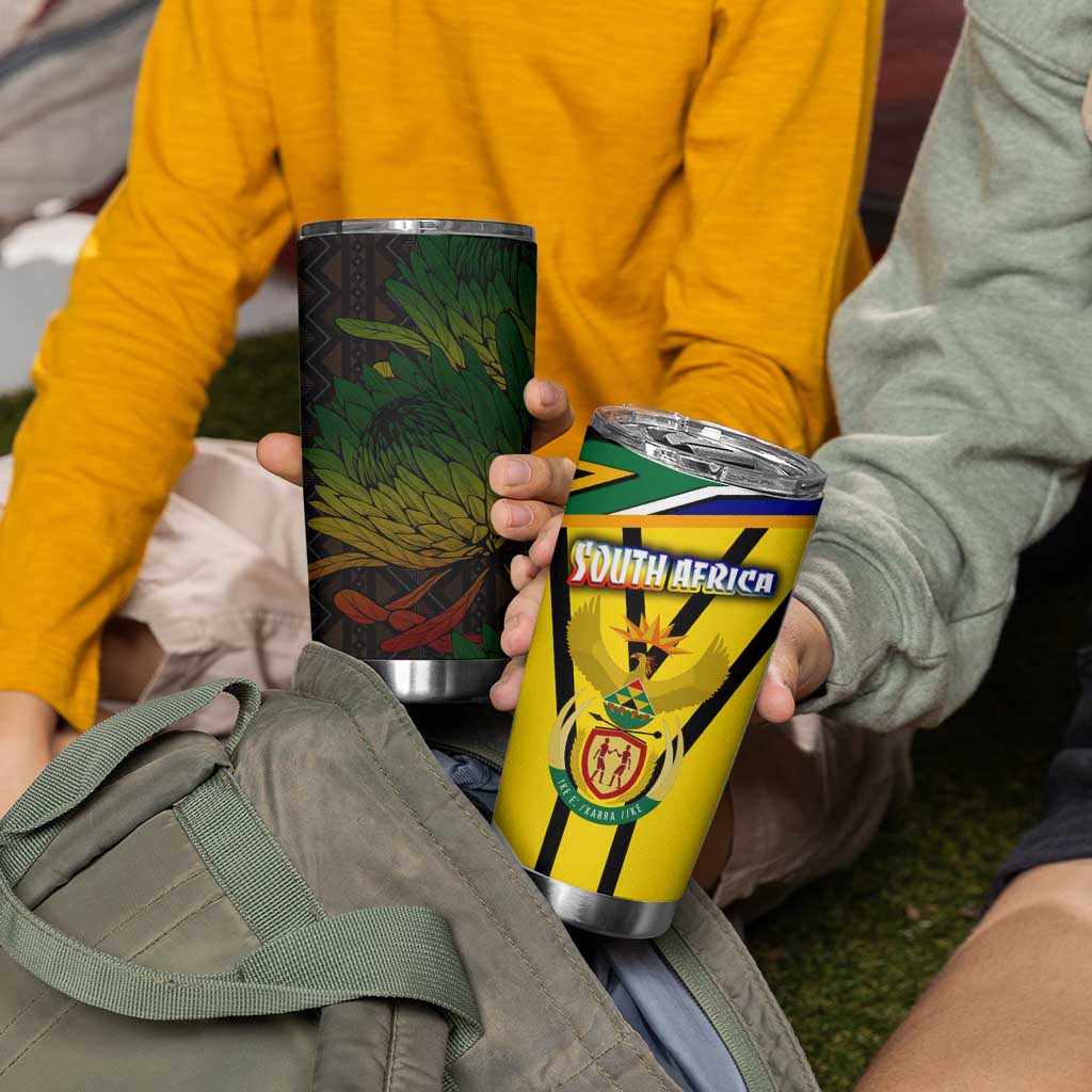 South Africa Coat Of Arms Tumbler Cup Protea Unity Heritage