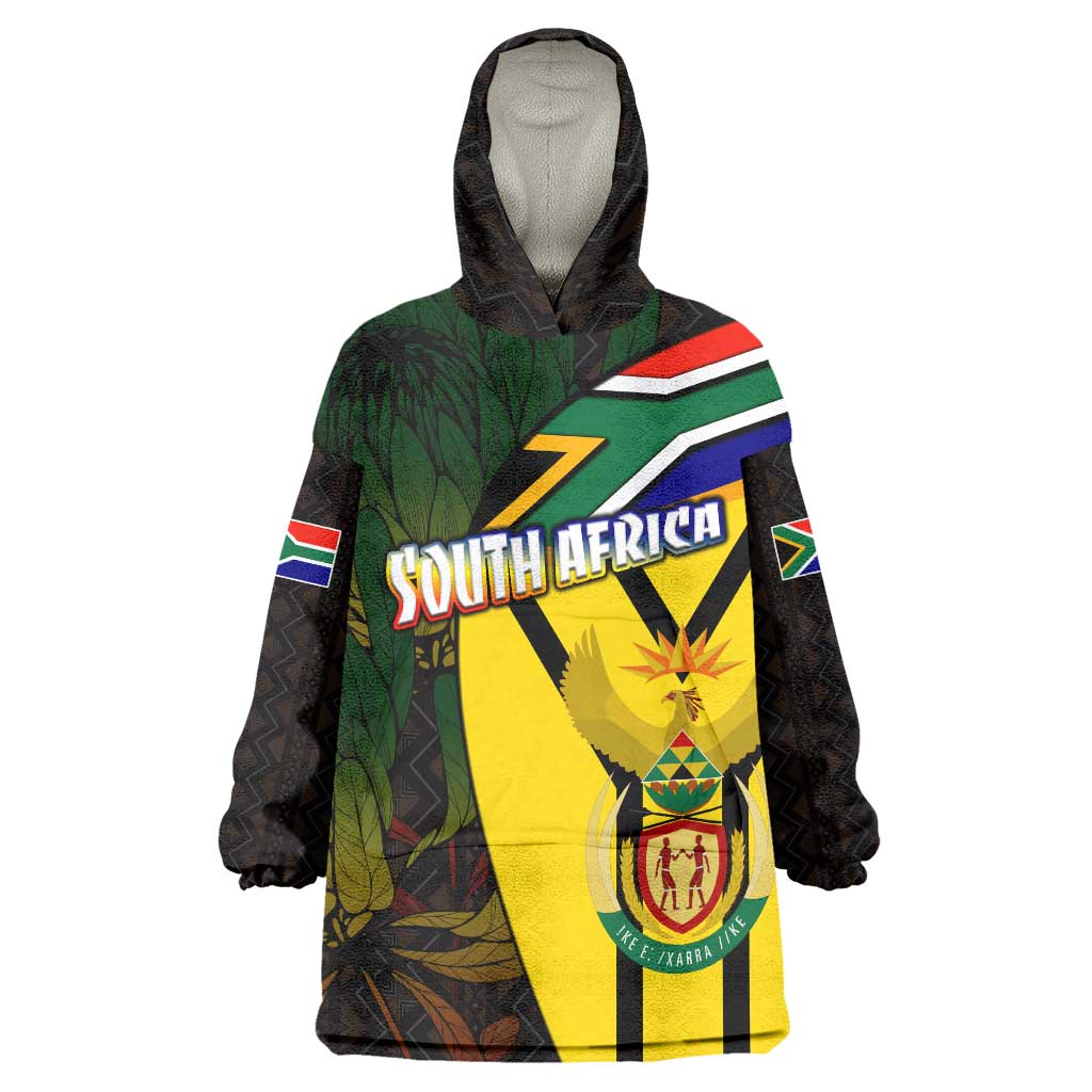 South Africa Coat Of Arms Wearable Blanket Hoodie Protea Unity Heritage