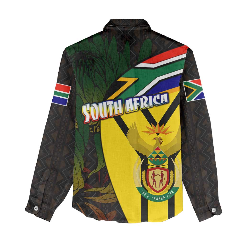 South Africa Coat Of Arms Women Casual Shirt Protea Unity Heritage