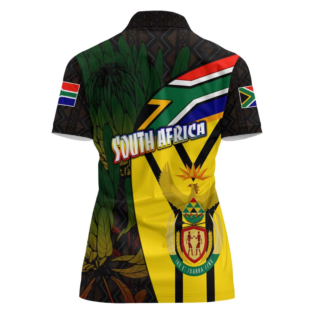 South Africa Coat Of Arms Women Polo Shirt Protea Unity Heritage