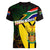 South Africa Coat Of Arms Women V-Neck T-Shirt Protea Unity Heritage