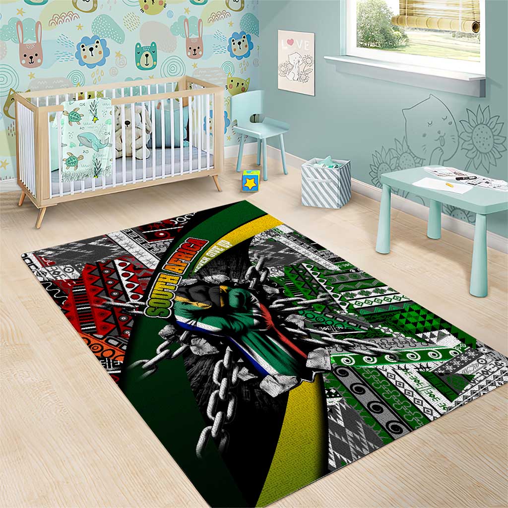 South Africa Never Give Up Area Rug SA Fist of Freedom