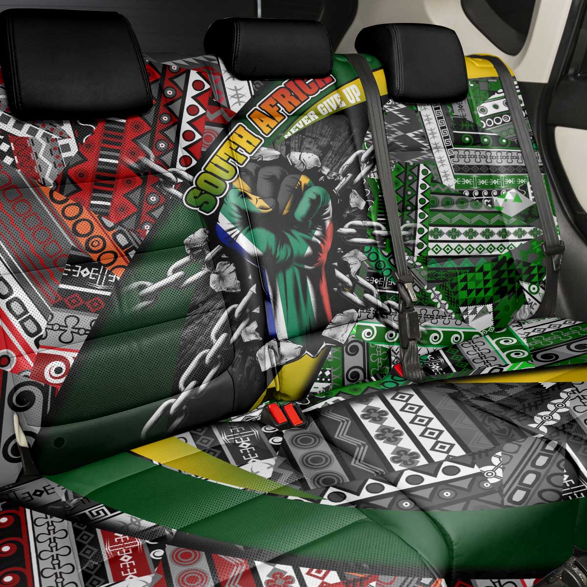 South Africa Never Give Up Back Car Seat Cover SA Fist of Freedom