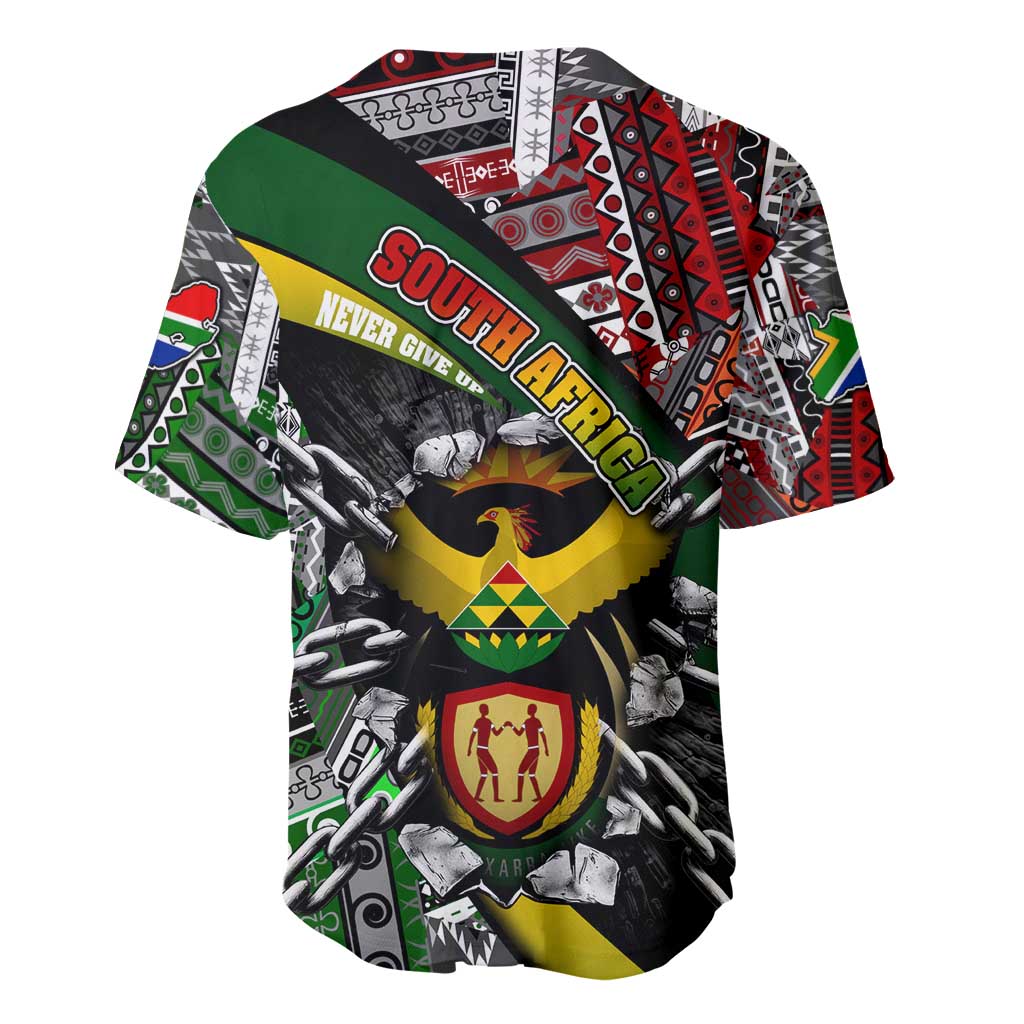 South Africa Never Give Up Baseball Jersey SA Fist of Freedom