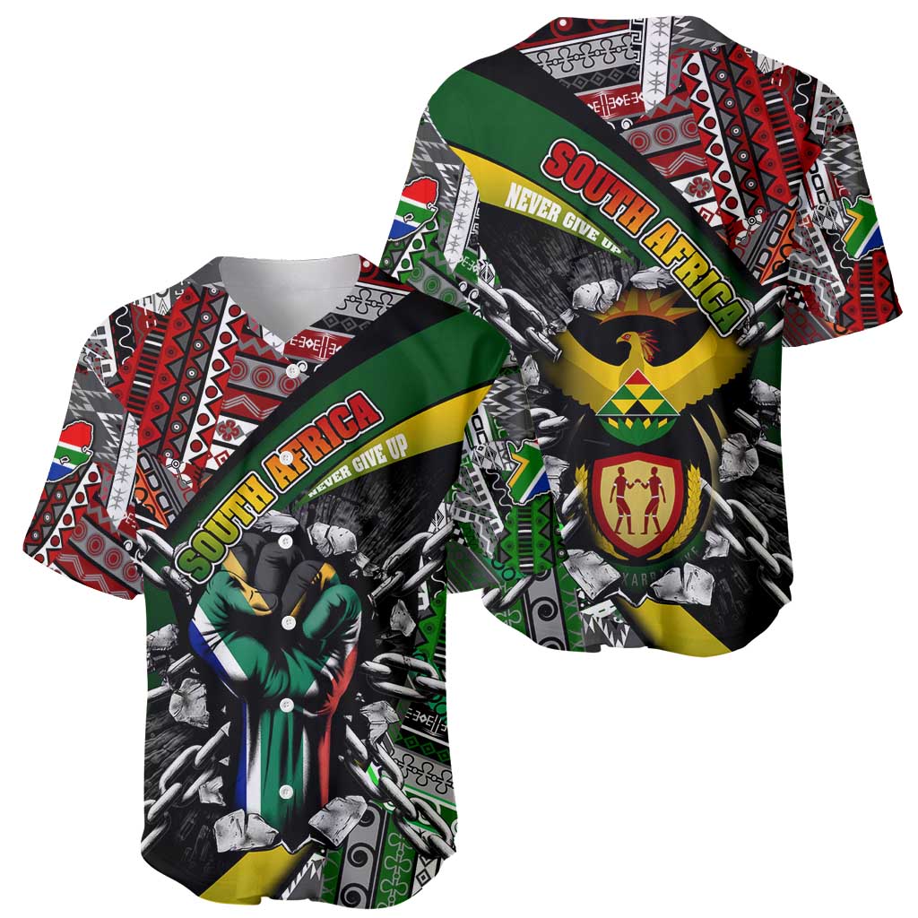 South Africa Never Give Up Baseball Jersey SA Fist of Freedom