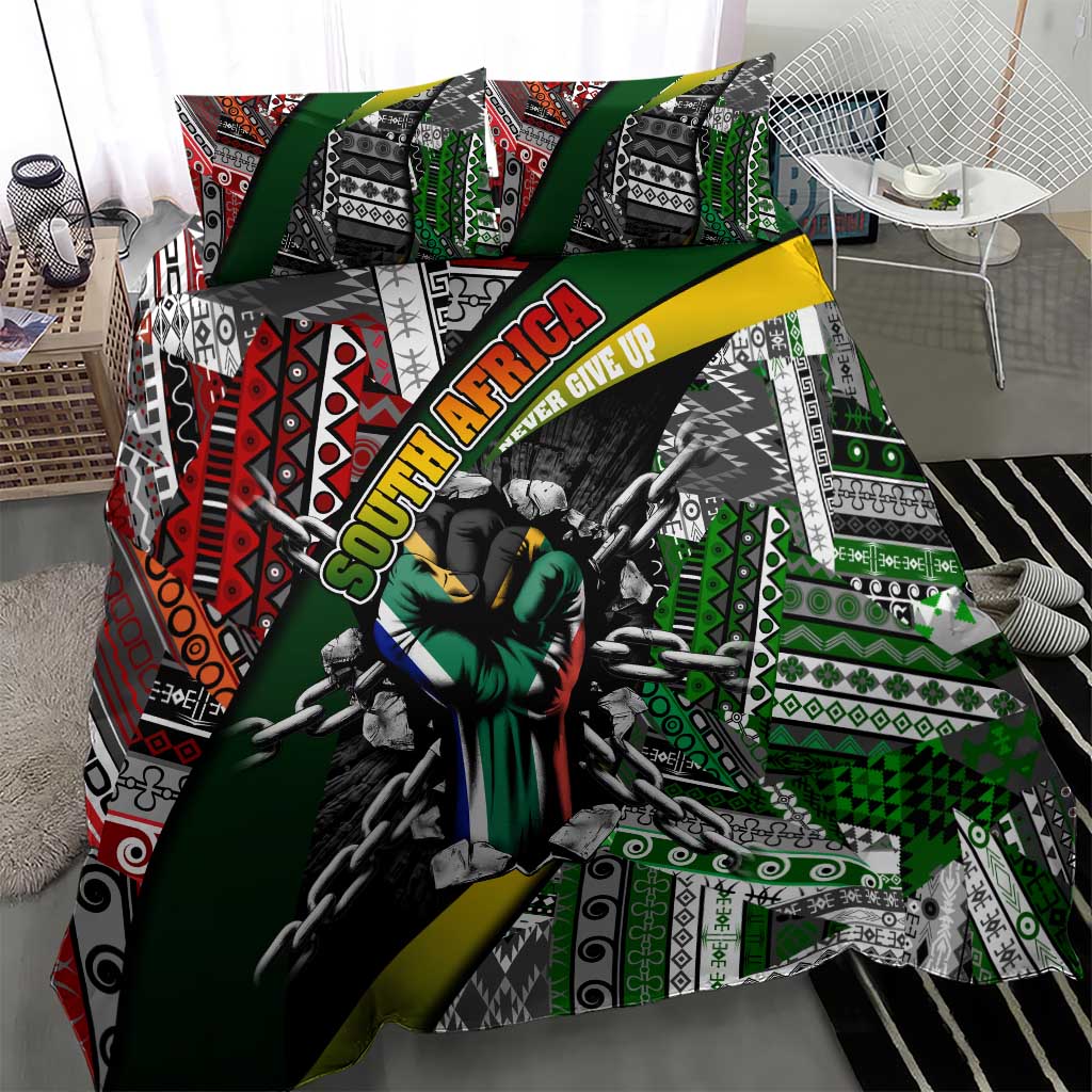 South Africa Never Give Up Bedding Set SA Fist of Freedom