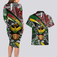 South Africa Never Give Up Couples Matching Long Sleeve Bodycon Dress and Hawaiian Shirt SA Fist of Freedom