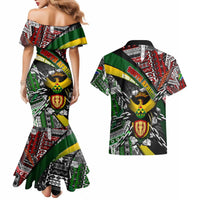 South Africa Never Give Up Couples Matching Mermaid Dress and Hawaiian Shirt SA Fist of Freedom