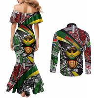 South Africa Never Give Up Couples Matching Mermaid Dress and Long Sleeve Button Shirt SA Fist of Freedom