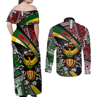 South Africa Never Give Up Couples Matching Off Shoulder Maxi Dress and Long Sleeve Button Shirt SA Fist of Freedom