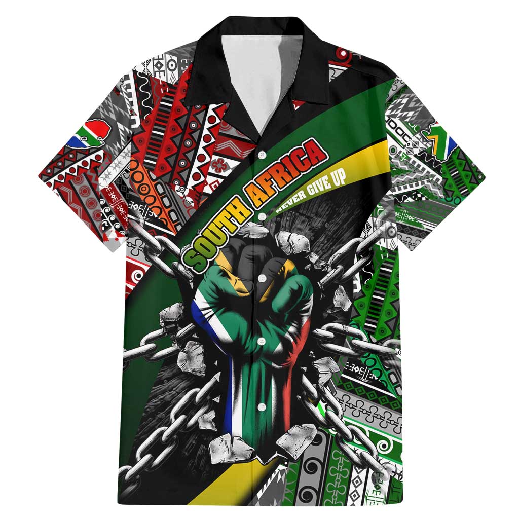 South Africa Never Give Up Family Matching Mermaid Dress and Hawaiian Shirt SA Fist of Freedom
