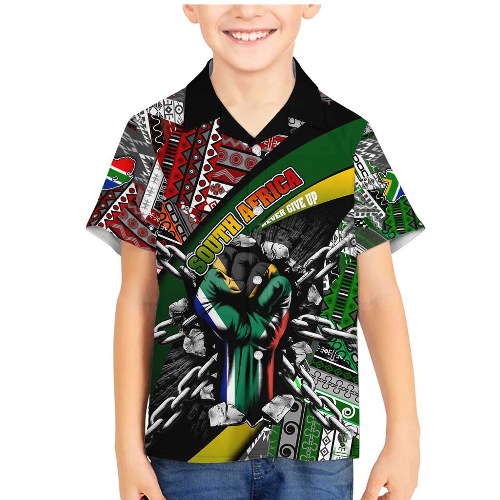 South Africa Never Give Up Family Matching Mermaid Dress and Hawaiian Shirt SA Fist of Freedom