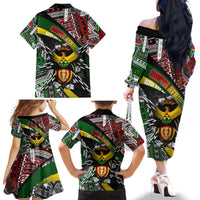 South Africa Never Give Up Family Matching Off The Shoulder Long Sleeve Dress and Hawaiian Shirt SA Fist of Freedom