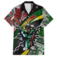 South Africa Never Give Up Family Matching Off The Shoulder Long Sleeve Dress and Hawaiian Shirt SA Fist of Freedom