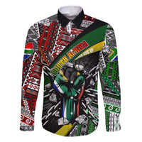 South Africa Never Give Up Family Matching Off Shoulder Maxi Dress and Hawaiian Shirt SA Fist of Freedom