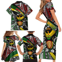 South Africa Never Give Up Family Matching Short Sleeve Bodycon Dress and Hawaiian Shirt SA Fist of Freedom