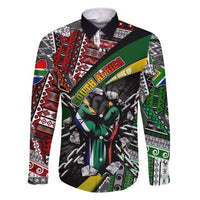 South Africa Never Give Up Family Matching Short Sleeve Bodycon Dress and Hawaiian Shirt SA Fist of Freedom