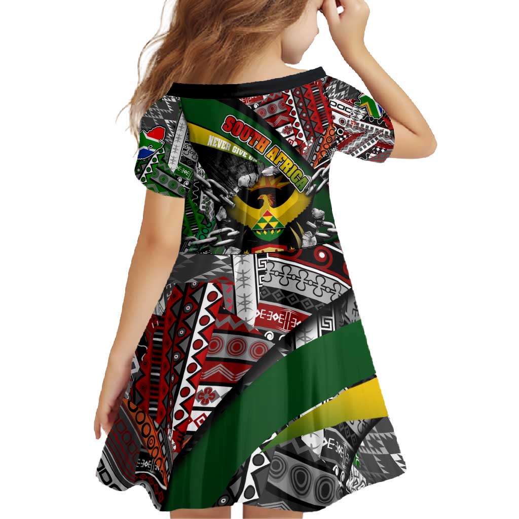 South Africa Never Give Up Family Matching Summer Maxi Dress and Hawaiian Shirt SA Fist of Freedom