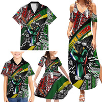 South Africa Never Give Up Family Matching Summer Maxi Dress and Hawaiian Shirt SA Fist of Freedom