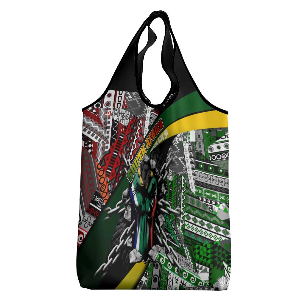 South Africa Never Give Up Grocery Bag SA Fist of Freedom
