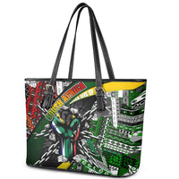 South Africa Never Give Up Leather Tote Bag SA Fist of Freedom