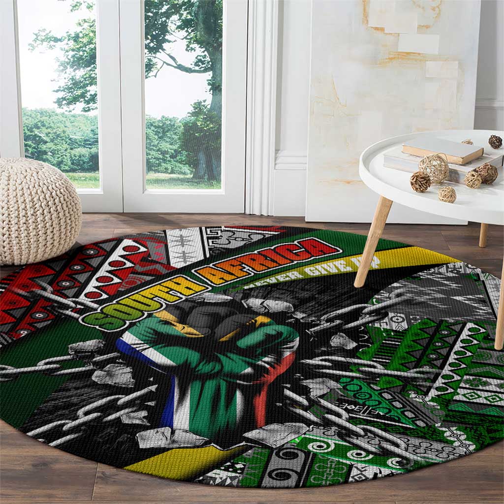 South Africa Never Give Up Round Carpet SA Fist of Freedom