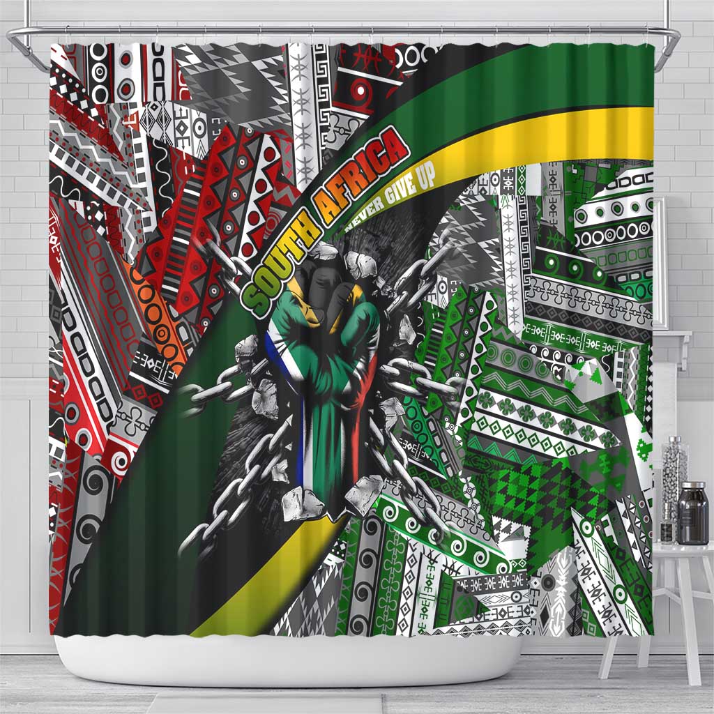 South Africa Never Give Up Shower Curtain SA Fist of Freedom