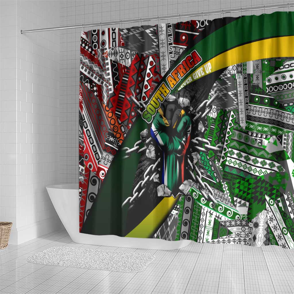 South Africa Never Give Up Shower Curtain SA Fist of Freedom