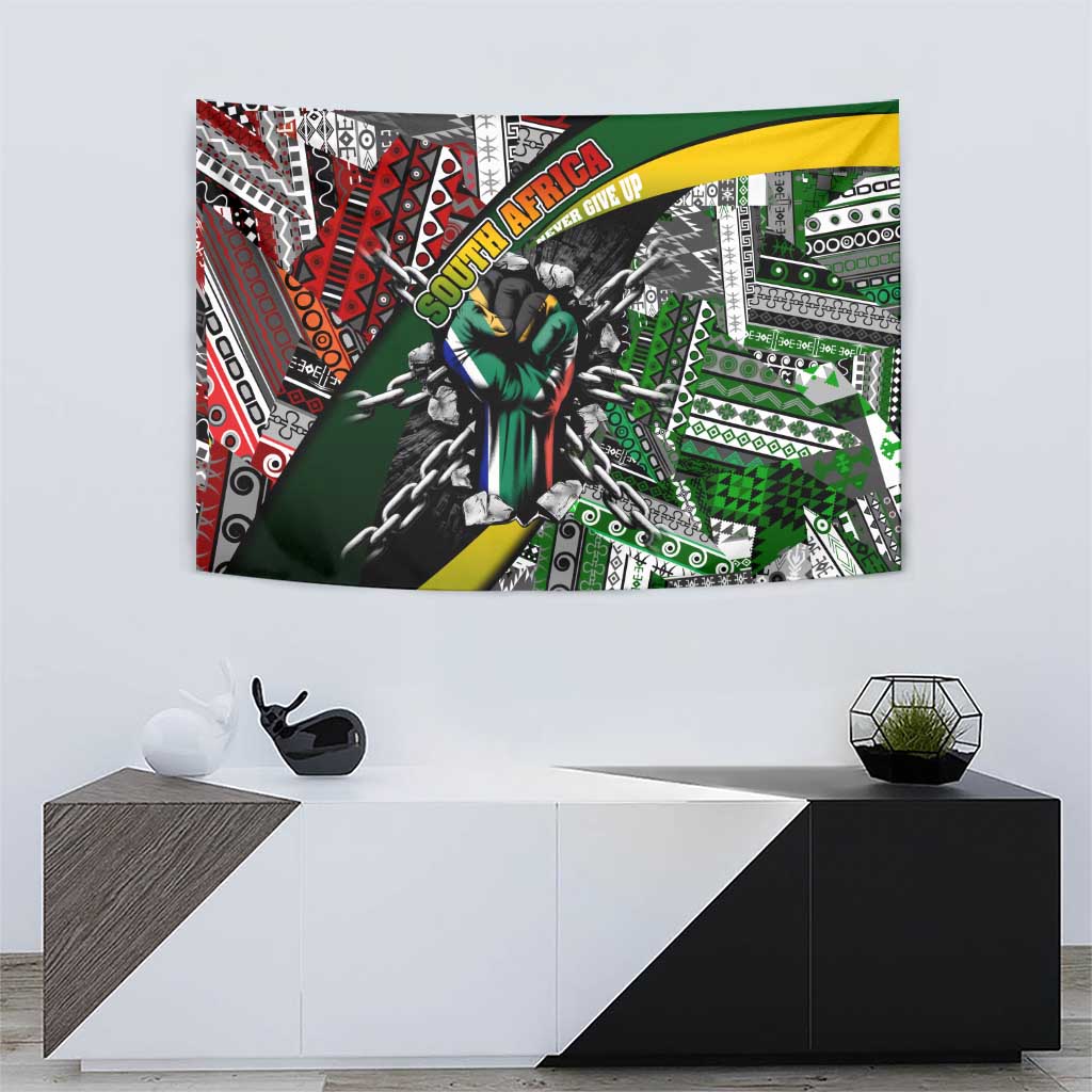 South Africa Never Give Up Tapestry SA Fist of Freedom