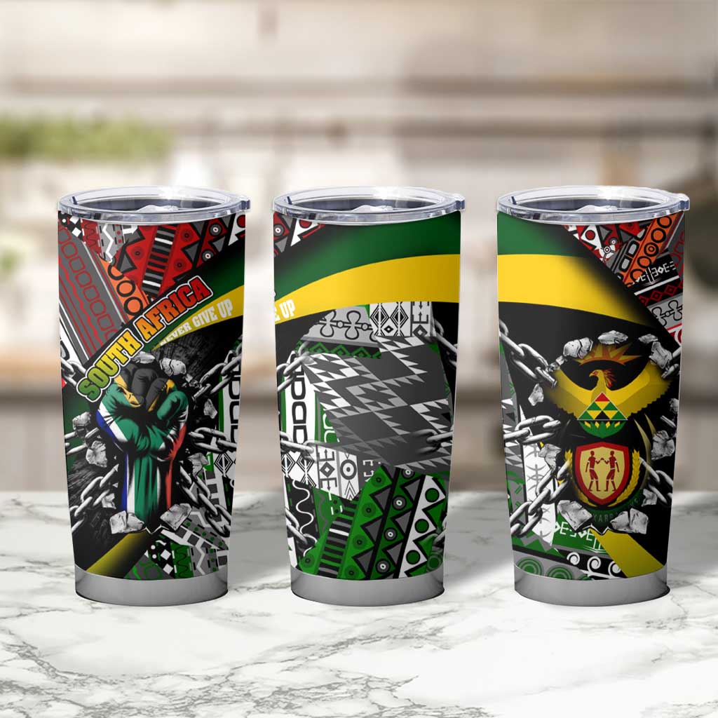 South Africa Never Give Up Tumbler Cup SA Fist of Freedom