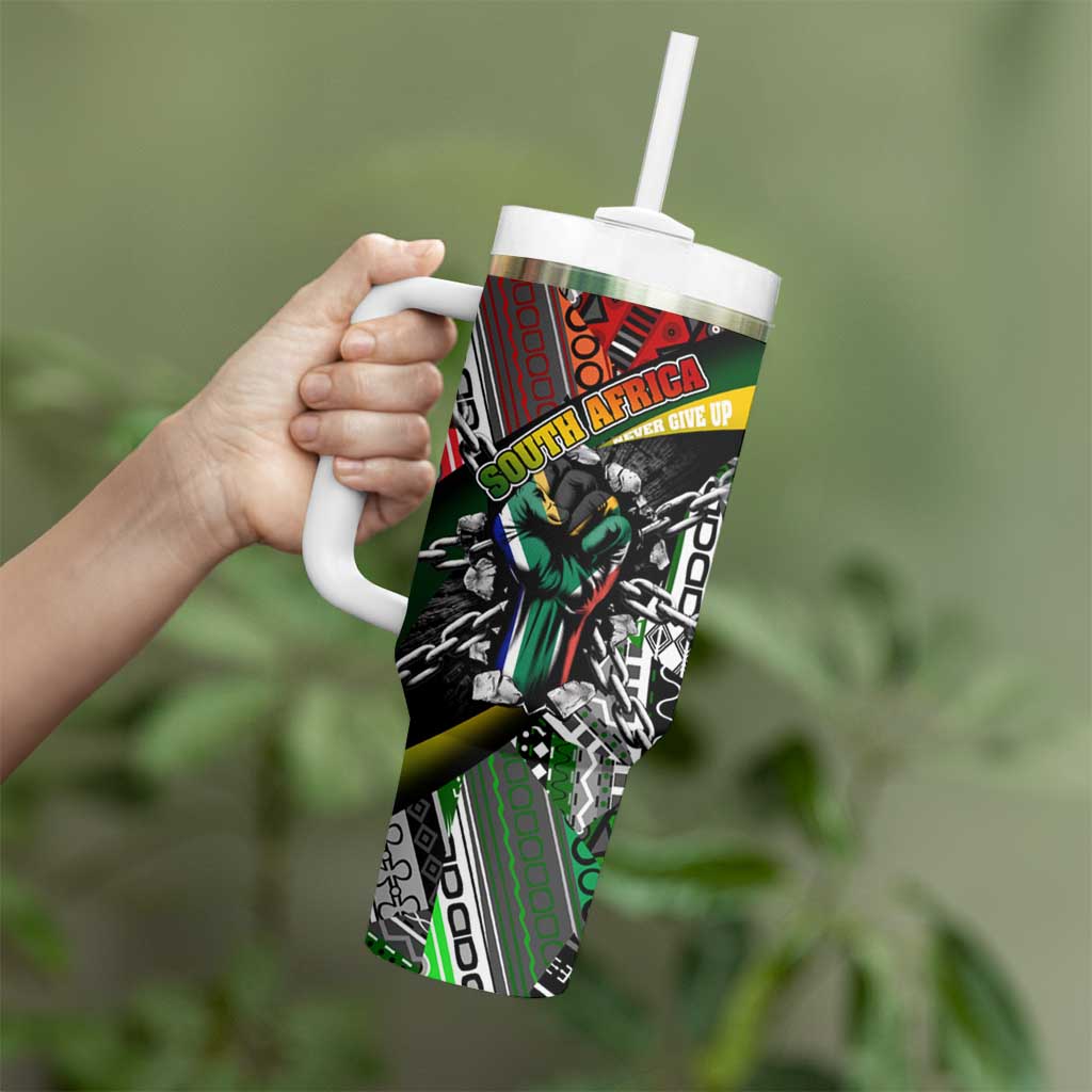 South Africa Never Give Up Tumbler With Handle SA Fist of Freedom