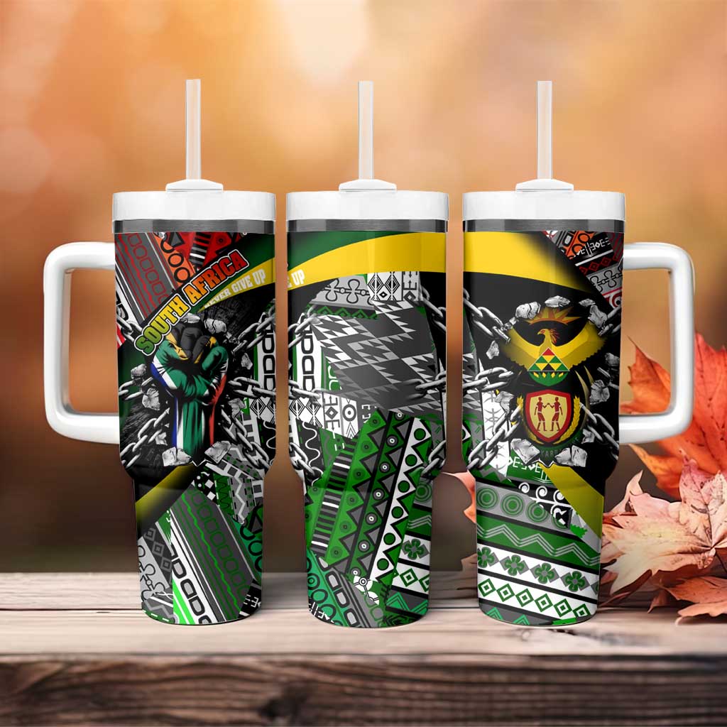 South Africa Never Give Up Tumbler With Handle SA Fist of Freedom