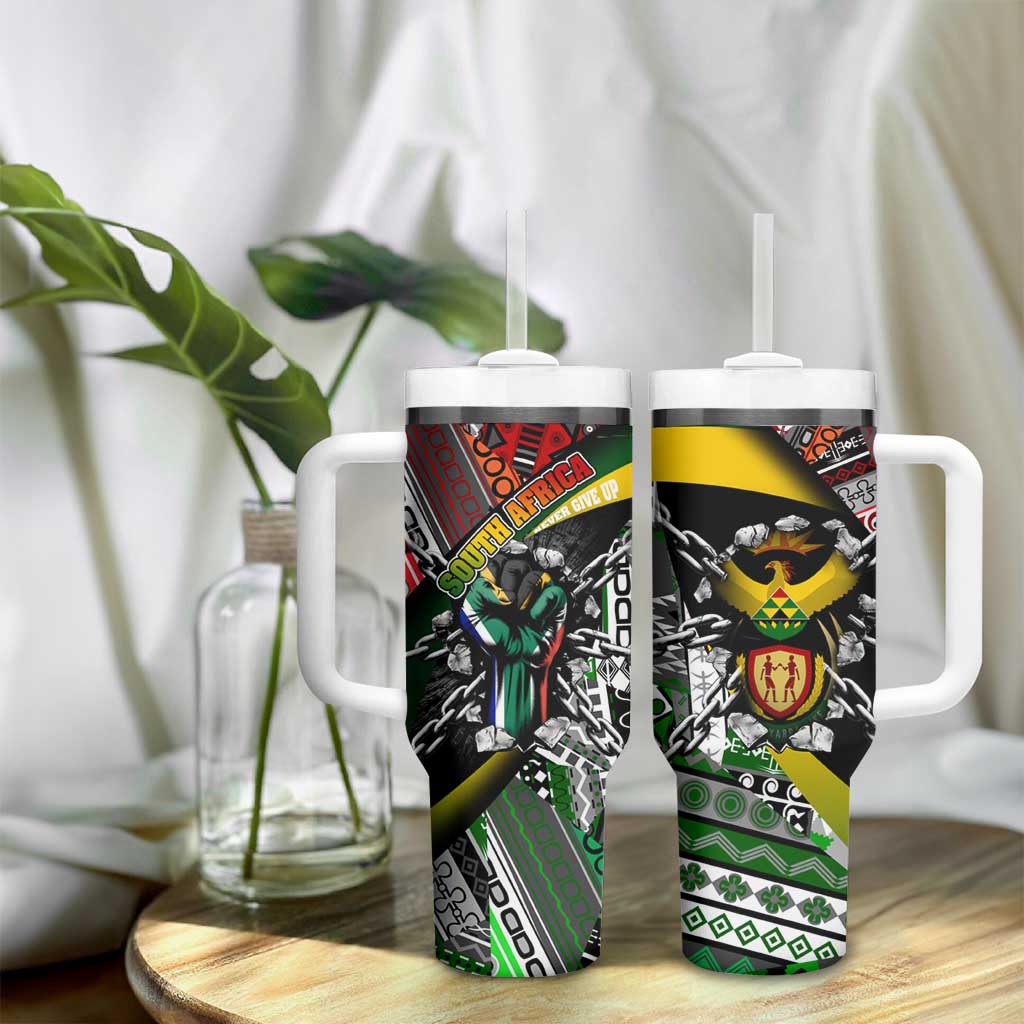 South Africa Never Give Up Tumbler With Handle SA Fist of Freedom
