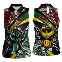 South Africa Never Give Up Women Sleeveless Polo Shirt SA Fist of Freedom