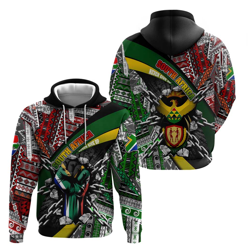South Africa Never Give Up Zip Hoodie SA Fist of Freedom