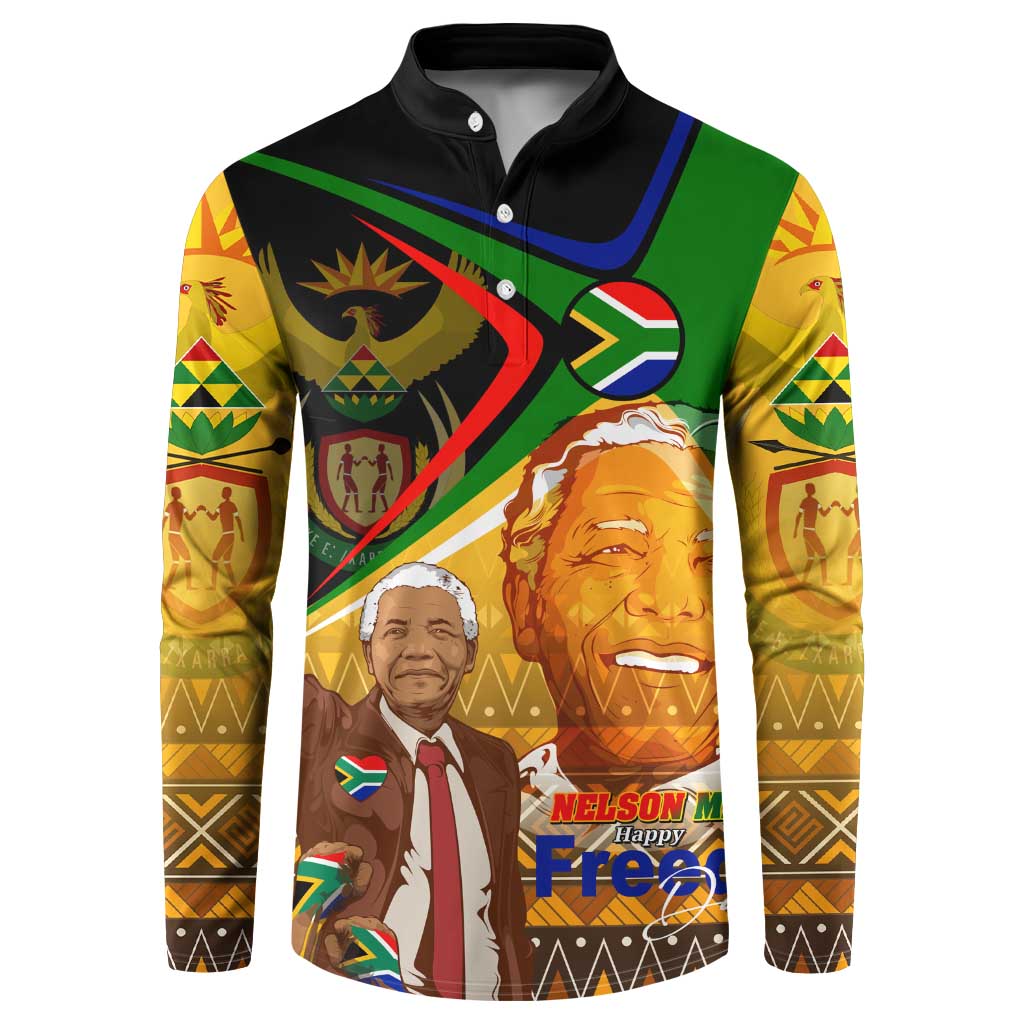 Nelson Mandela Happy Freedom Day Button Sweatshirt South Africa Heritage Victory Art