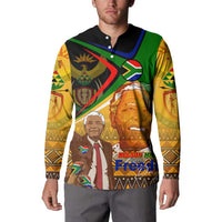 Nelson Mandela Happy Freedom Day Button Sweatshirt South Africa Heritage Victory Art