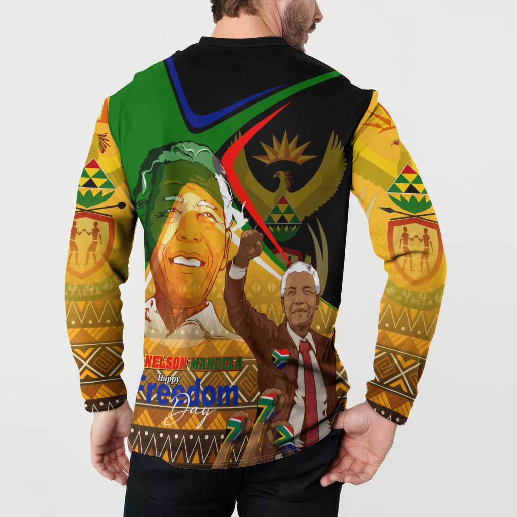 Nelson Mandela Happy Freedom Day Button Sweatshirt South Africa Heritage Victory Art