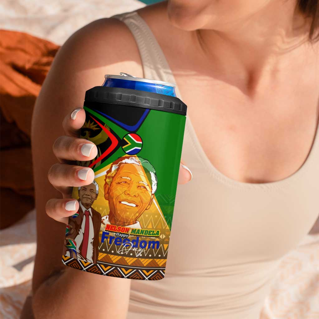Nelson Mandela Happy Freedom Day 4 in 1 Can Cooler Tumbler South Africa Heritage Victory Art