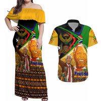 Nelson Mandela Happy Freedom Day Couples Matching Off Shoulder Maxi Dress and Hawaiian Shirt South Africa Heritage Victory Art