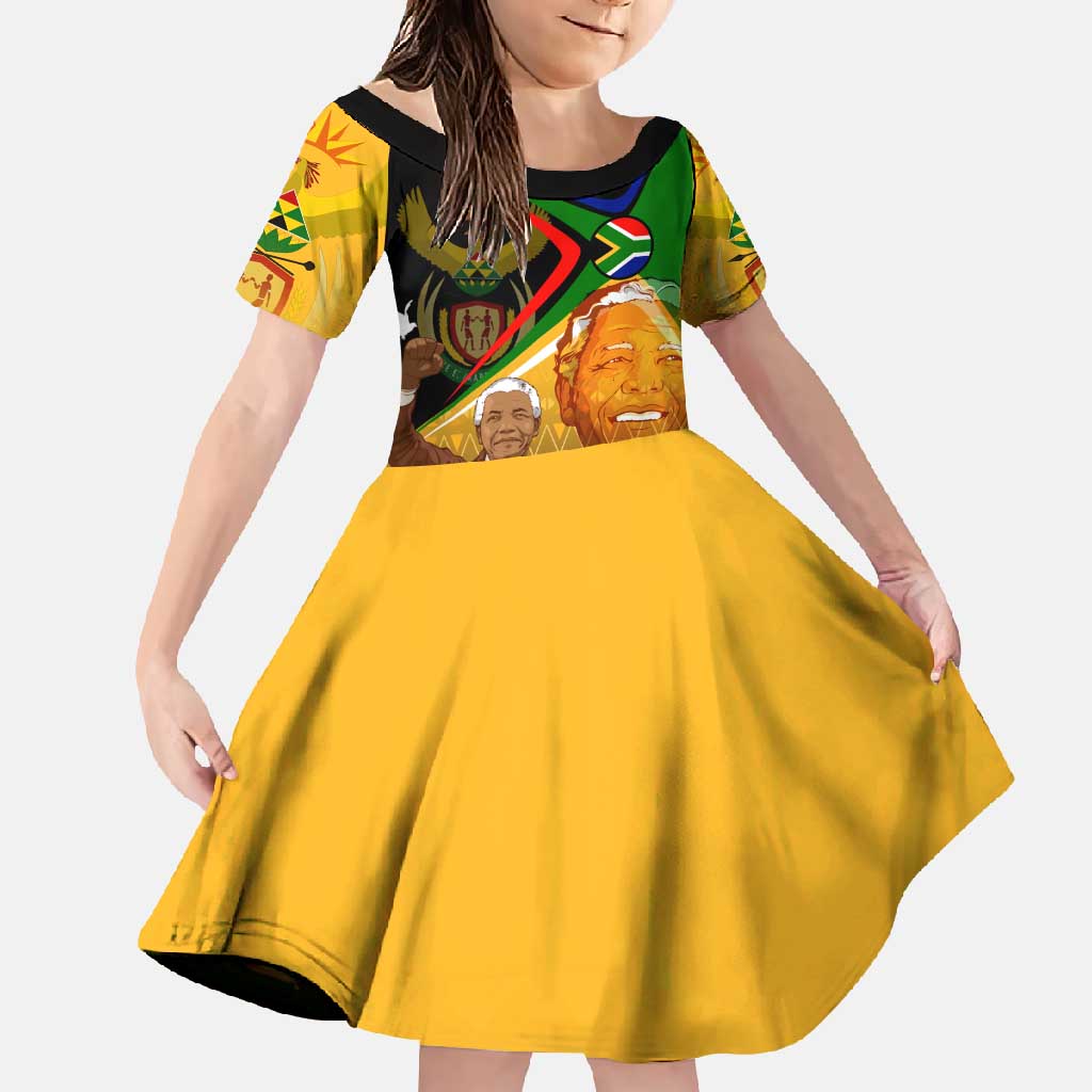 Nelson Mandela Happy Freedom Day Family Matching Long Sleeve Bodycon Dress and Hawaiian Shirt South Africa Heritage Victory Art