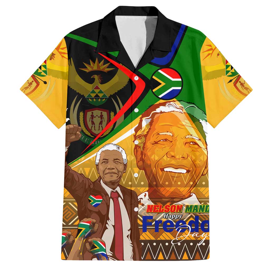 Nelson Mandela Happy Freedom Day Family Matching Long Sleeve Bodycon Dress and Hawaiian Shirt South Africa Heritage Victory Art